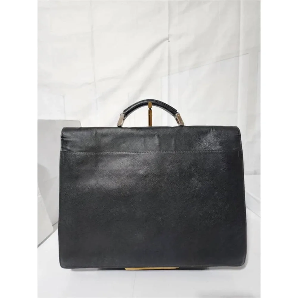 Authentic Prada Saffiano Leather Top Handle Briefcase Black